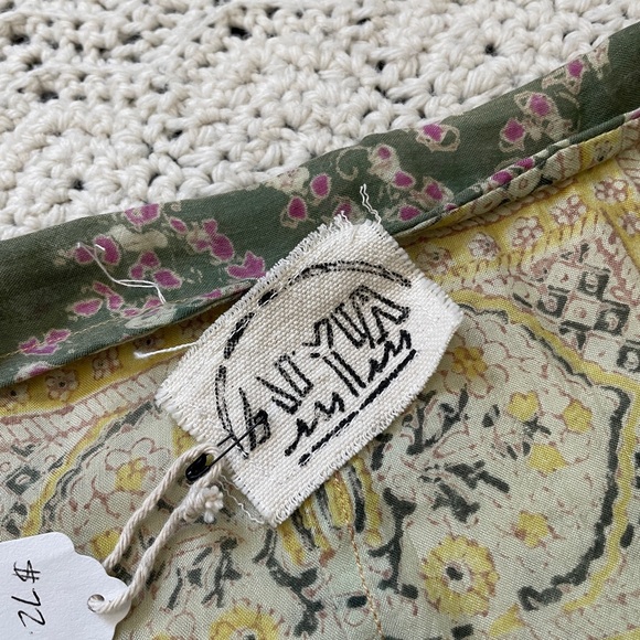 Aiyia Floral Boho Lagenlook Short Sleeve Cotton Top Green (Large) - Picture 7 of 7